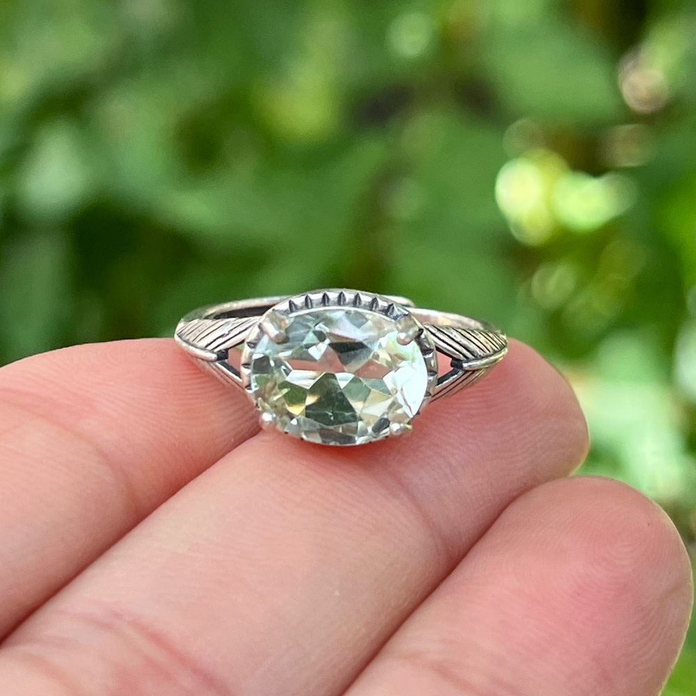 Sterling‎ silver 925 silver adjustable peridot ring